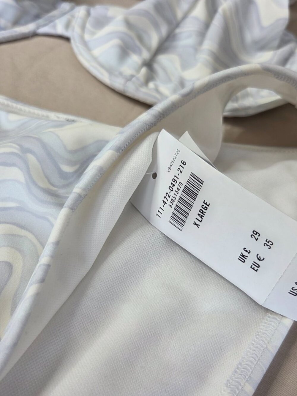 Abercrombie & Fitch NWT Bikini Set Wave Print Underwire Top + Moderate Bottom XL - Picture 12 of 15